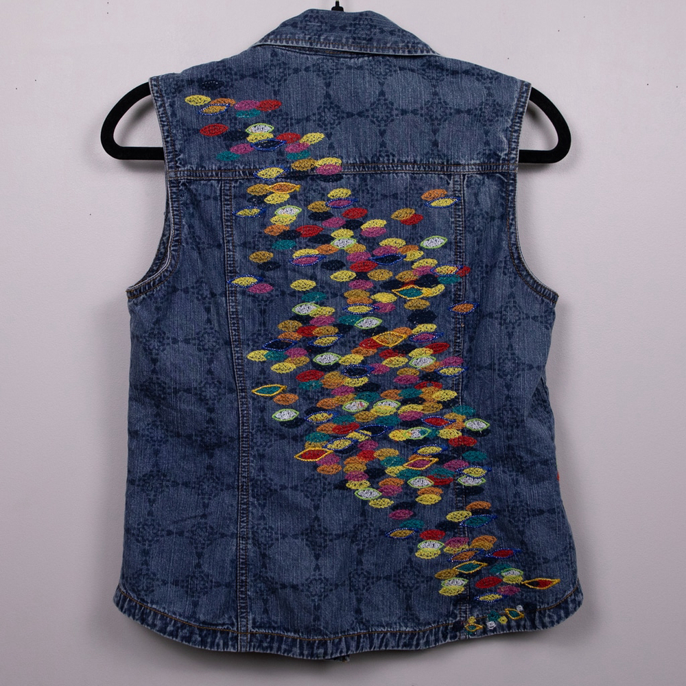 Chico's embroidered denim vest-0 - Picture 5 of 5